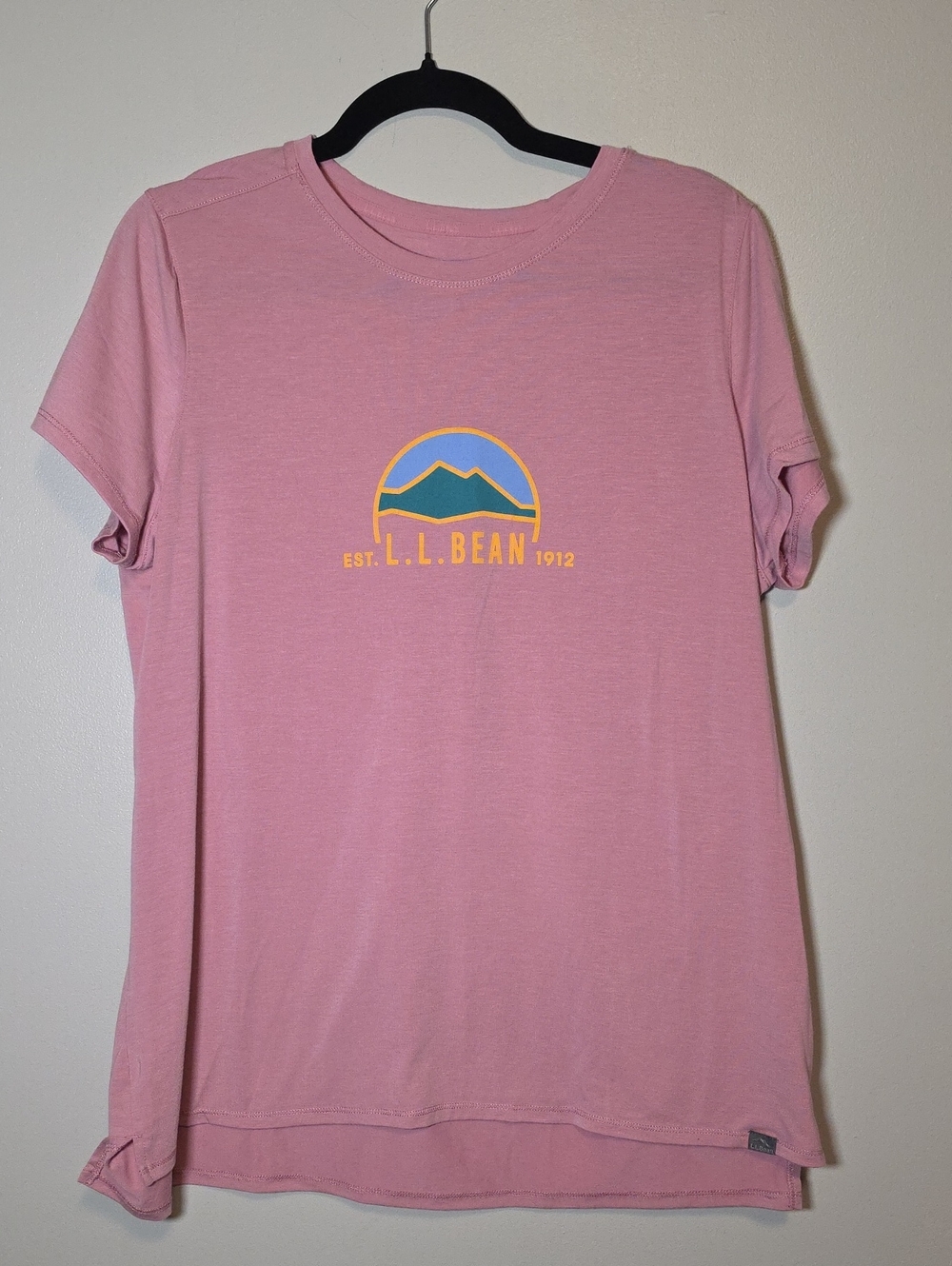 L.L. Bean Pink Short-Sleeve Tee with Mountain Logo